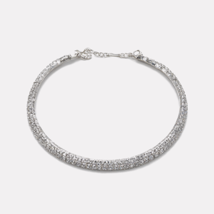 Silver Full Diamond Single Row Zircon Necklace