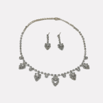 Silver Teardrop Zircon Necklace & Earrings Set