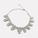 Silver Floral Drop Zircon Necklace & Earrings Set - Image 2