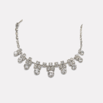 Silver Floral Drop Zircon Necklace & Earrings Set - Image 3