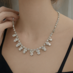 Silver Floral Drop Zircon Necklace & Earrings Set - Image 4
