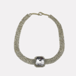 Gold Square Main Stone Rhinestone Choker