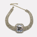 Gold Square Main Stone Rhinestone Choker - Image 2