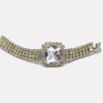 Gold Square Main Stone Rhinestone Choker - Image 3