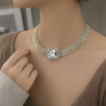 Gold Square Main Stone Rhinestone Choker - Image 4