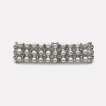 Silver Multi-layer Pearl Rhinestone Stretch Bangle
