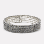 Silver Multi-row Paved Zircon Stretch Bangle