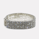 Silver Multi-row Paved Zircon Stretch Bangle - Image 2