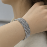 Silver Multi-row Paved Zircon Stretch Bangle - Image 4