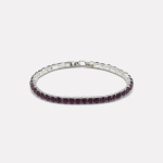 Silver Purple Zircon Single-row Stretch Bangle