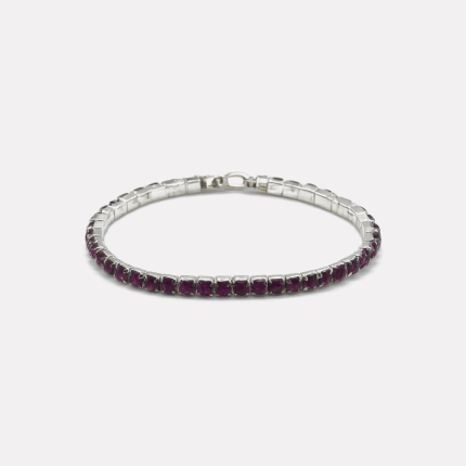 Silver Purple Zircon Single-row Stretch Bangle