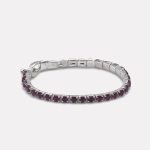 Silver Purple Zircon Single-row Stretch Bangle - Image 3
