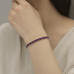 Silver Purple Zircon Single-row Stretch Bangle - Image 4