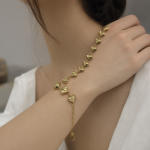 Gold 3D Heart Pendant Bangle - Image 4
