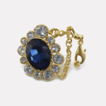 Gold Vintage Oval Navy Zircon Stud Earrings - Image 2