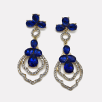 Gold Sapphire Zircon Hollow Lace Drop Earrings - Image 2