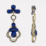 Gold Sapphire Zircon Hollow Lace Drop Earrings - Image 3