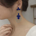 Gold Sapphire Zircon Hollow Lace Drop Earrings - Image 4