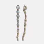 Gold Clear Round Crystal Long Drop Earrings - Image 3