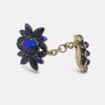 Gold Black & Blue Sunflower Rhinestone Stud Earrings - Image 3