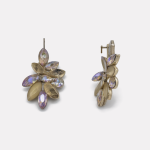 Gold Milk Tea Iridescent Crystal Floral Stud Earrings - Image 3