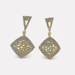 Gold Diamond Hollow Iridescent Rhinestone Drop Stud Earrings - Image 3
