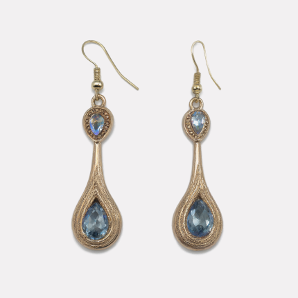 Rose Gold Vintage Double Layer Teardrop Crystal Hook Earrings
