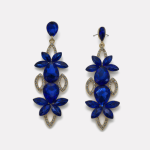 Gold Sapphire Floral Multi-layer Drop Zircon Earrings