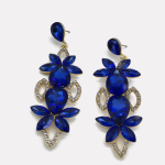 Gold Sapphire Floral Multi-layer Drop Zircon Earrings - Image 2