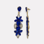Gold Sapphire Floral Multi-layer Drop Zircon Earrings - Image 3